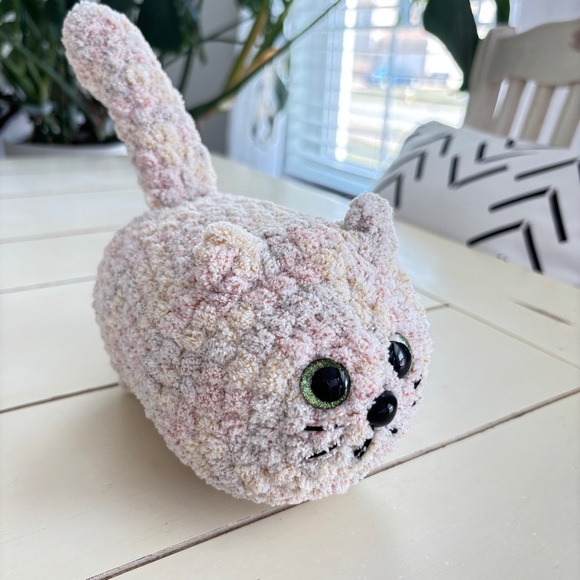 Handmade Other - Crochet Cat Plush Yellow Tabby Handmade Amigurumi Unique Cute Loaf Cat